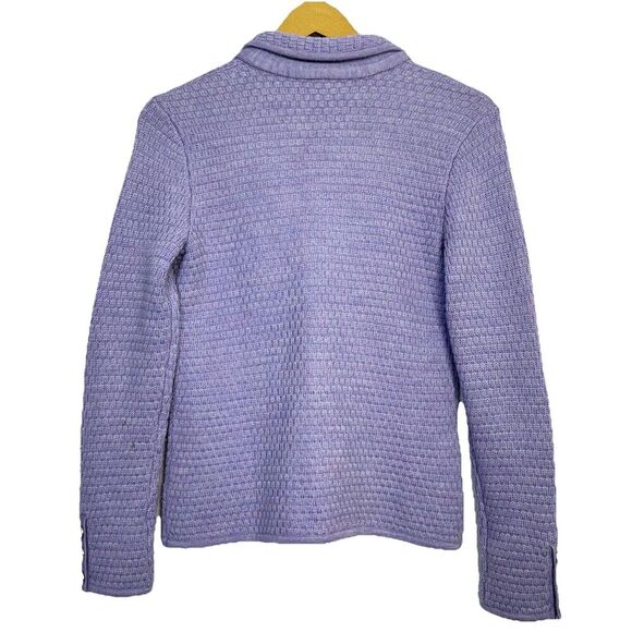 Talbots Merino Wool Cardigan Sweater Jacket Blazer Size PP Purple Classic Preppy - Picture 4 of 7